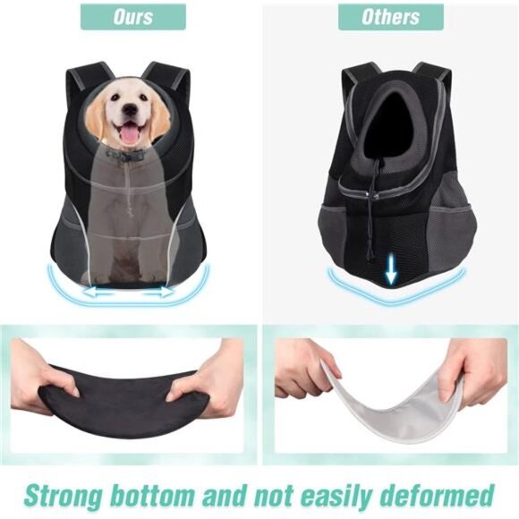 Dog Carrier Backpack Pet Dog Carrier Front Pack Breathable Head Out Reflective - Picture 5 of 7